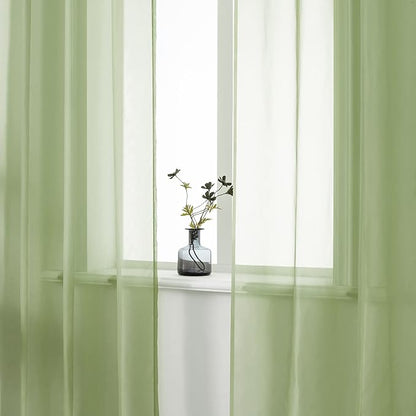 DUALIFE Sage Green Sheer Grommet Curtains 120Inches Extra Length for Bedroom -Light Filttering Curtains Drapes 2 Panels for Living Room Party Backdrop?52W X 120L Inch