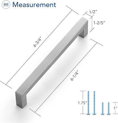 Ravinte 10 Pack Brushed Nickel Kitchen Cabinet Handles 6-1/4 Inch Cabinet Pulls Square Kitchen Hardware for Cabinet Drawer Pulls Drawer Handles Come with Screwdriver