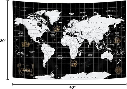 World Map Tapestry Wall Hanging, World Geographical Asia Europe South City Topography America Africa Japan Wall Decor Tapestries Map of Wall Art for Bedroom Living Room Home Office