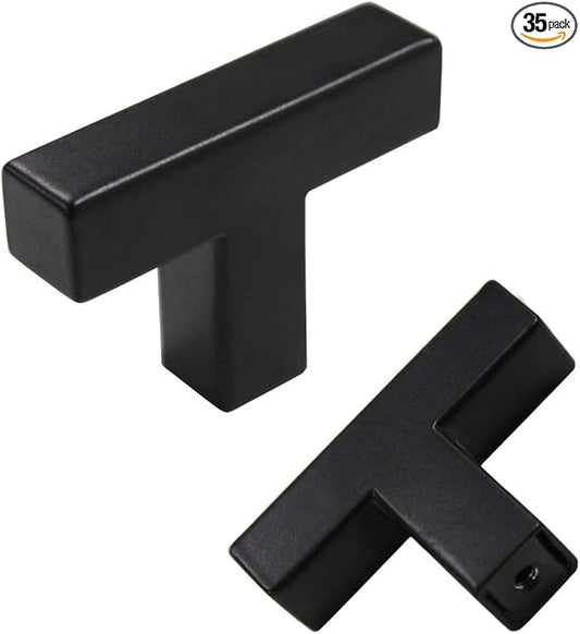 goldenwarm 35 Pack Black Cabinet Knobs Kitchen Cabinet Handles Stainless Steel Cabinet Hardware Black Knobs Handles Pulls for Bathroom Cabinets and Cupboard, 2in(50mm) Overall Length