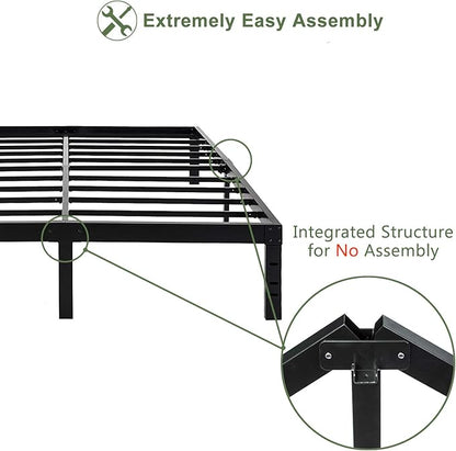 45MinST 14 Inch Reinforced Platform Bed Frame/3500lbs Heavy Duty/Easy Assembly Mattress Foundation/Steel Slat/Noise Free/No Box Spring Needed, Full