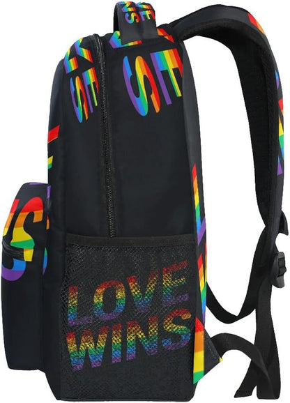 School Backpack Love Wins Pride Rainbow Teens Girls Boys Schoolbag Travel Bag