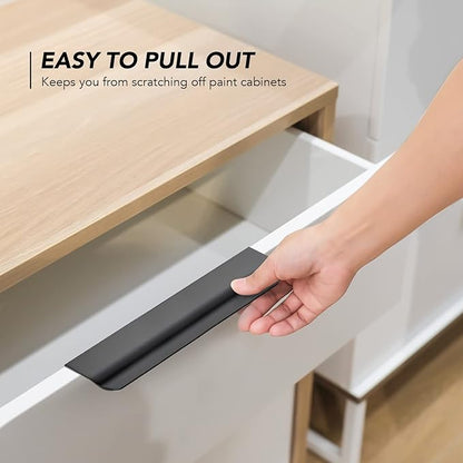 Ravinte Hardware 8 Pack Black Cabinet Handles, 5.9 Inch (150mm) Finger Edge Pulls, 5 Inch Hole Center, Finger Pulls for Cabinets