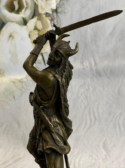 EUROPEAN BRONZE Hot Cast Viking Norse Nordic Scandinavian Warrior Bronze Art Sculpture Figurine Vault