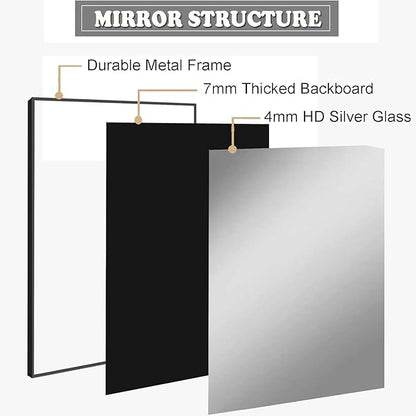 Bathroom Mirror 28x36 Inch, Black Frame Mirror 28"x36", Rectangle Wall Mounted Mirror, Metal Framed Vanity Mirror for Wall 28 by 36, Modern Mirror Hangs Horizontal Or Vertical