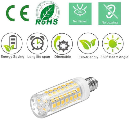 E12 LED Light Bulb Dimmable, 60W Halogen Equivalent, 6000K Daylight White, T6 Small Base 120V 7W 630LM C7 Bulbs for Ceiling Fan, Chandelier, Pendant Lighting, Salt Lamp, 3 Pack