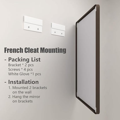 48x40 Bronze Bathroom Mirror, Brushed Bronze Metal Frame Mirrors for Wall, Rounded Rectangle Bronze Mirror for Vanity,Farmhouse, Bedroom, Anti-Rust (Horizontal/Vertical)
