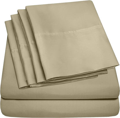 Twin Size Bed Sheets - 4 Piece 1500 Supreme Collection Fine Brushed Microfiber Deep Pocket Twin Sheet Set Bedding - 1 EXTRA PILLOW CASES, GREAT VALUE, Twin, Sage