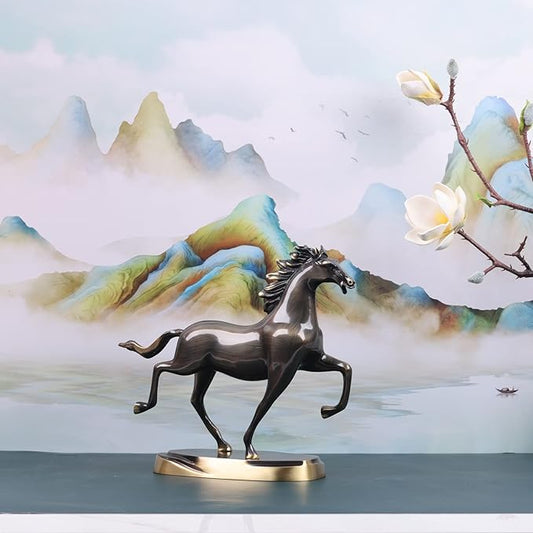 Brass Running Horse Statue Handmade Horse Figurines, Scandinavian Luxury Office Living Room Decor Horse Art Sculpture Animals - For Desktop Coffee Table Shelves Entrance Tables Fireplaces Decor