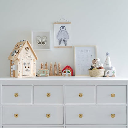 4PCS Wooden Pig Shaped Cabinet Knobs, Cabinet Handles, Single Hole Beech Wood Handles, Wood Hooks with Full Set of Screw Accessories