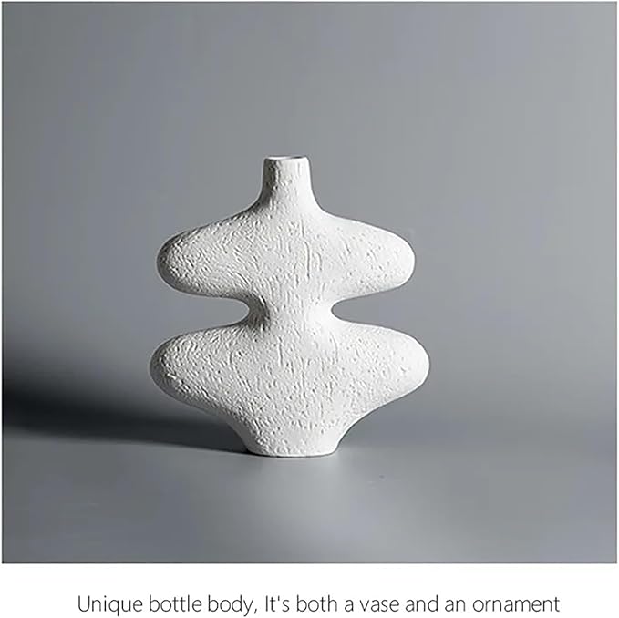 Scandinavian Ceramics Vase, Off White Jug Vase with Handles Nordic, Mantle Decor, Rustic, Coastal Vase Set, Modern Gift, Minimalist Vases(A2)