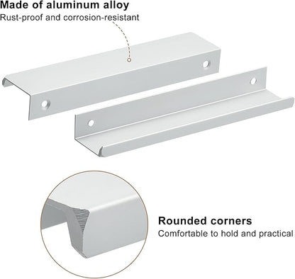 uxcell Cabinet Finger Edge Pull, 3pcs 150mm / 5.91" Aluminum Alloy Back Mount Hidden Cabinet Pulls Concealed Handle for Home Kitchen Drawer Cabinet, Silver