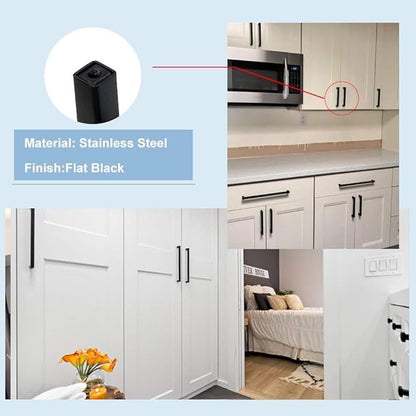 Matte Black Cabinet Pulls Kitchen Drawer Door Flat Square Bar Goldenwarm Pull, 3 3/4 Inch in Hole Center 35 Pack, LSJ12BK96, Modern Black Hardware for Cabinets