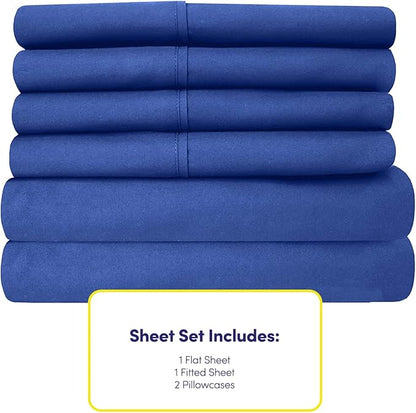 Twin XL Size Bed Sheets - 4 Piece 1500 Supreme Collection Fine Brushed Microfiber Deep Pocket Twin X-Large Sheet Set Bedding - 1 EXTRA PILLOW CASES, GREAT VALUE, Twin XL, Royal Blue