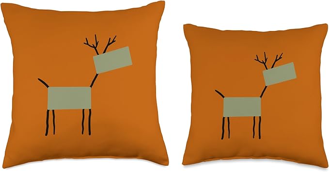 Cute Scandinavian Animals Designs Chic Deer Moose Scandinavian Elk Minimalism Reindeer Throw Pillow, 18x18, Multicolor