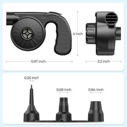 Portable Electric Air Mattress Pump, Rechargeable 4000mAh Battery Air Pump - Quick-Fill Air Inflator Deflator for Outdoor Camping Inflatable Bed Pool Boat Float Raft Swimming Rings Snow Tube