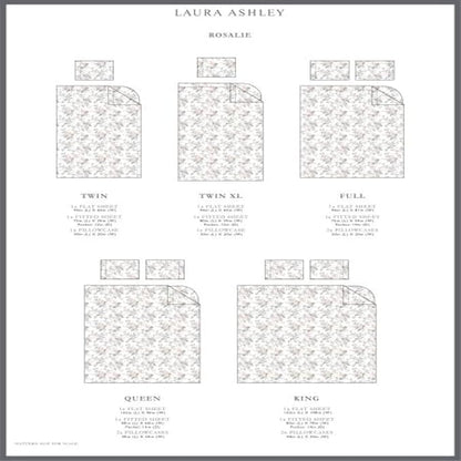 Laura Ashley - Flannel Sheets Full Size, Anti-Pilling & Wrinkle Resistant Cotton, Touchably Soft for All-Season Comfort - Bed Sheets with Matching Pillowcases & Fitted Sheet (Rosalie Grey)