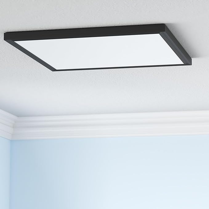 Ultralux 2x2 ft Surface Mount Ceiling Light Panel – Slim, Edge Lit, Flush Mount Flat Panel for Kitchen, Home & Office - TRIAC Dimmable, 3CCT Adjustable Color Temperature (Matte Black, 1 Pack)