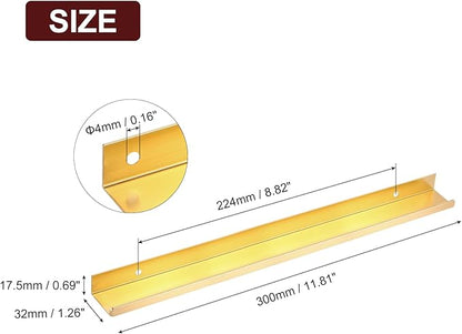 uxcell Cabinet Finger Edge Pull, 5pcs 300mm / 11.81" Aluminum Alloy Back Mount Hidden Cabinet Pulls Concealed Handle for Home Kitchen Drawer Cabinet, Gold