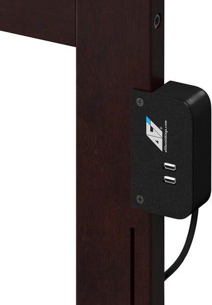 AFI, Mission King Solid Wood Headboard with Attachable Charger, Espresso