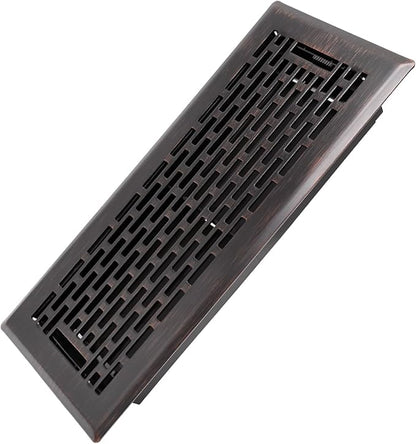 4x10 Inches Heavy Duty Walkable Floor Register - Easy Adjust Air Supply Lever Decorative Floor Vent Covers - Boston Design Vent Covers for Home - Oil Rubbed Bronze