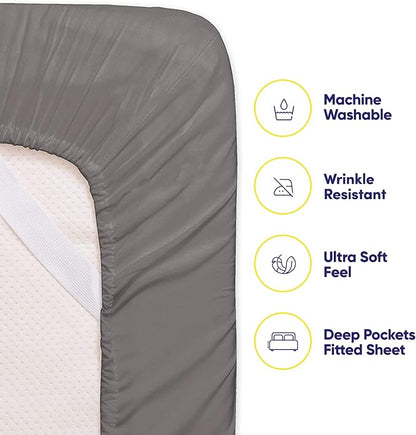 Bed Sheets Queen Size Grey - 6 Piece 1500 Supreme Collection Fine Brushed Microfiber Deep Pocket Queen Sheet Set Bedding - 2 EXTRA PILLOW CASES, GREAT VALUE - Queen, Gray