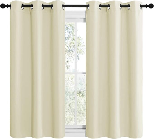 NICETOWN Kitchen Curtains for Decoration, Thermal Insulated Grommet Room Darkening Draperies/Panels for Laundry (Beige, 2 Panels, W42 x L50 inches)