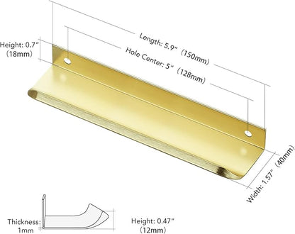 Ravinte Hardware 30 Pack Gold Cabinet Handles, 5.9 Inch (150mm) Finger Edge Pulls, 5 Inch Hole Center, Finger Pulls for Cabinets
