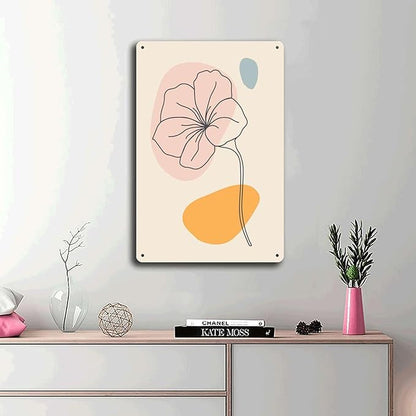 Metal Signs Abstract Flower Line Art Suitable for Home Bar Cafe Farmhouse Decoration8x12inch Tin Sign