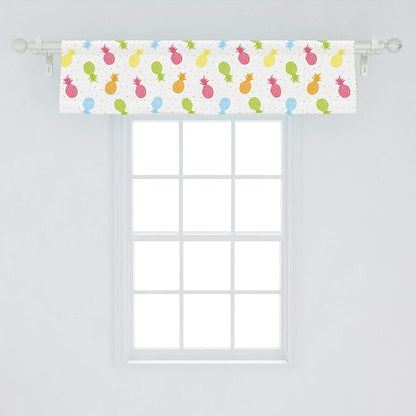 Lunarable Pineapple Window Valance, Colorful Pineapples Spring Refreshment Cheering Design Illustration, Curtain Valance for Kitchen Bedroom Decor with Rod Pocket, 54" X 12", Magenta Blue