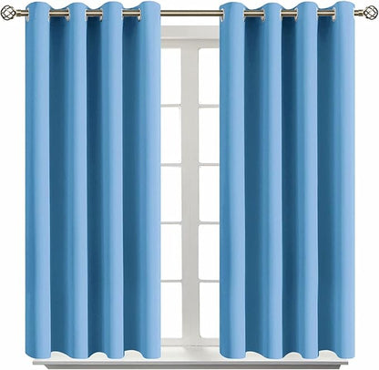 BGment Room Darkening Curtains 45 Inches Long - Grommet Thermal Insulated Drapes Window Treatment Curtains for Bedroom, 2 Panels, 52 x 45 Inch, Sky Blue