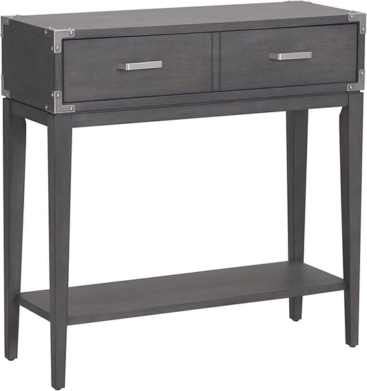 Leick Home 24032 Beckett One Drawer Hall Stand with Shelf for Living Room, Hallway, Entryway, Anthracite/Pewter