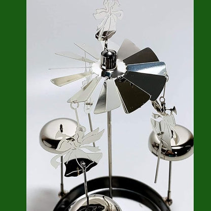 Spinning Angels Tealight Candle Spinner with Bell Chimes - Swedish Scandinavian Style Design - Measures 8" H