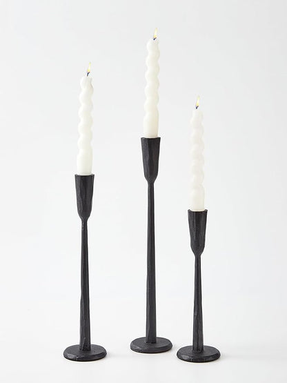 Black Iron Taper Candle Holder Set of 3, Heavy Wrought Iron Candlestick Holders Decorative Candle Stand, Vintage Candle Holder for Wedding, Dining, Home Decoration