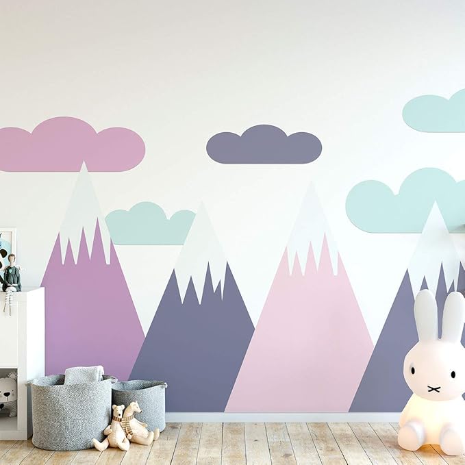 Ambiance Stickers Scandinavian Nordic Mountains Wall Decals, DIY Home Decor, Peel and Stick Removable Stickers, Waterproof and Self Adhesive Wall Art - H50 x L105 CM