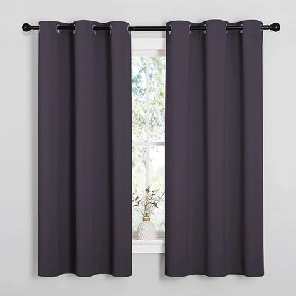 NICETOWN Greyish Purple Blackout Curtains 40 inches Length for Kitchen, 2 Panels, 29" Wide, Thermal Insulated Decoration Drapes for Small Window