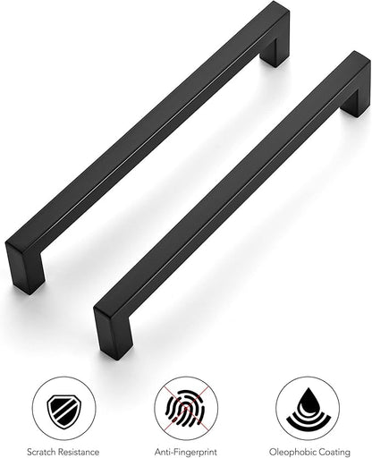 Ravinte 20 Pack 7-1/2 Inch Kitchen Square Cabinet Handles Matte Black Pulls Black Drawer Pulls Kitchen Cabinet Hardware for Cupboard Drawer Handles