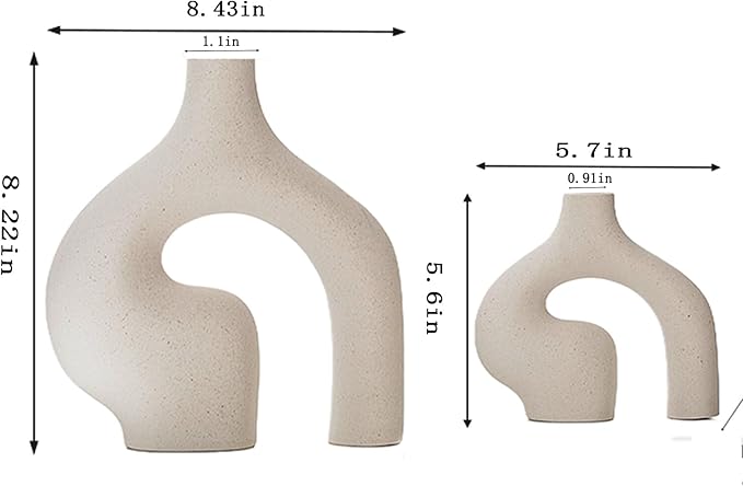 2 Pack White Vases - Home Decor - Ceramic Vases for Flowers, Centerpieces, Room Decor