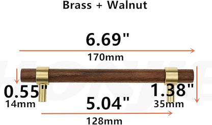 Drawer 6.69"/170mm Pulls Brass Walnut Kitchen Wardrobe Cabinet Hardware Pull Handle with Screw, 4Pcs