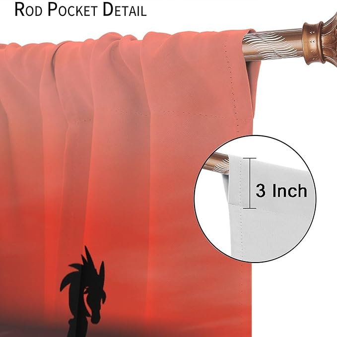Viking Ship Curtains, Fantasy Ocean Vintage Sailboat at Sundown Nautical Themed Print Blackout Window Treatments for Boys Bedroom Living Room 72x63in