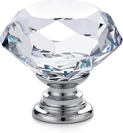 Ravinte 20 Pack Crystal Drawer Knobs - Glass Cabinet Knobs, Diamond Shaped, 30 mm, Silver Base