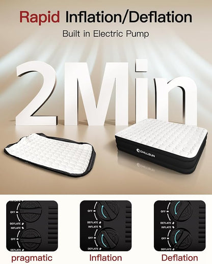 CHILLSUN Twin Air Mattress with Built in Pump, 2025 Upgraded 18" Raised Comfort Blow up Mattress, Durable Inflatable Mattress Air Bed for Guests & Home, Colchon Inflable Airbed 700lbs Max
