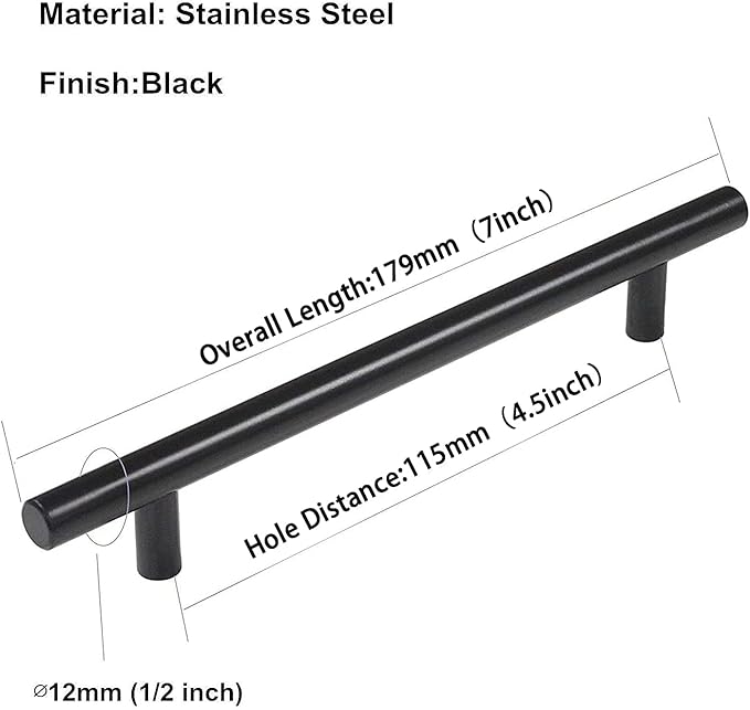 homdiy 25Pack 4.5in Cabinet Handles Black Kitchen Cabinet Pulls Drawer Pulls for Dresser Drawers