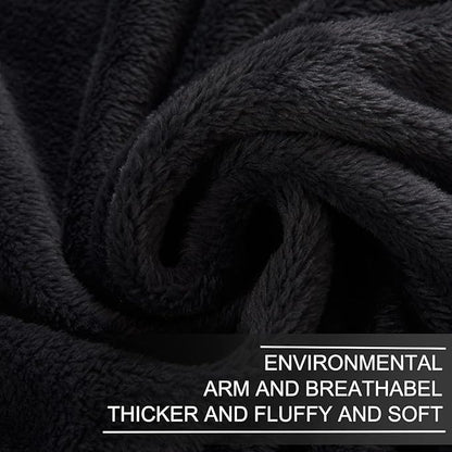 Polar Fleece Blanket Queen Size 350GSM Lightweight Throw for The Bed Extra Soft Brush Fabric Super Warm Sofa Blanket 90" x 90"(Black Queen)