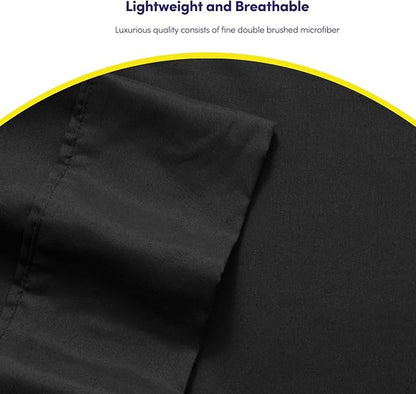 King Size Bed Sheets - 6 Piece 1500 Supreme Collection Fine Brushed Microfiber Deep Pocket King Sheet Set Bedding - 2 Extra Pillow Cases, Great Value, King, Black