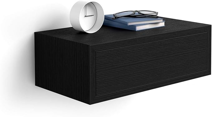 Mobili Fiver, Riccardo Floating nightstand, Ashwood Black, Made in Italy