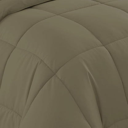 Sweet Home Collection 7 Piece Comforter Set Bag Solid Color All Season Soft Down Alternative Blanket & Luxurious Microfiber Bed Sheets, Sage, Twin XL