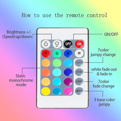 LED Strip with 24 Keys Remote Control, 2m Battery Powered Strip Lights for Party and DIY Decoration