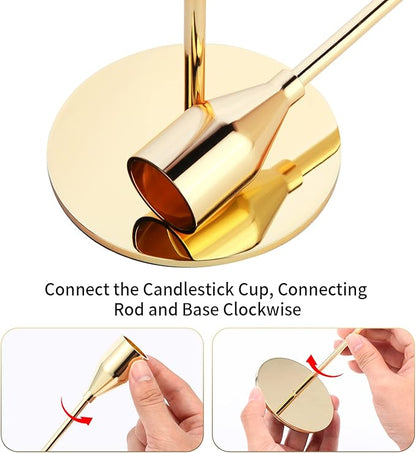 Metal Gold Taper Candle Holder for Wedding, Dinning, Party, Fits 3/4 inch Thick Candle&Led Candles (Set of 6 Pcs)