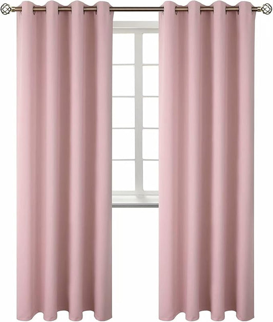 BGment Room Darkening Curtains 84 Inches Long - Grommet Thermal Insulated Drapes Window Treatment Curtains for Bedroom, 2 Panels, 52 x 84 Inch, Baby Pink